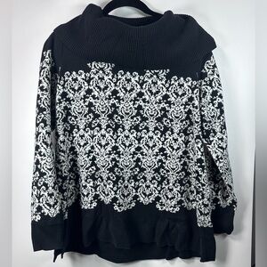 Charter Club Black/White Patterned Turtleneck Sweater Women’s XL